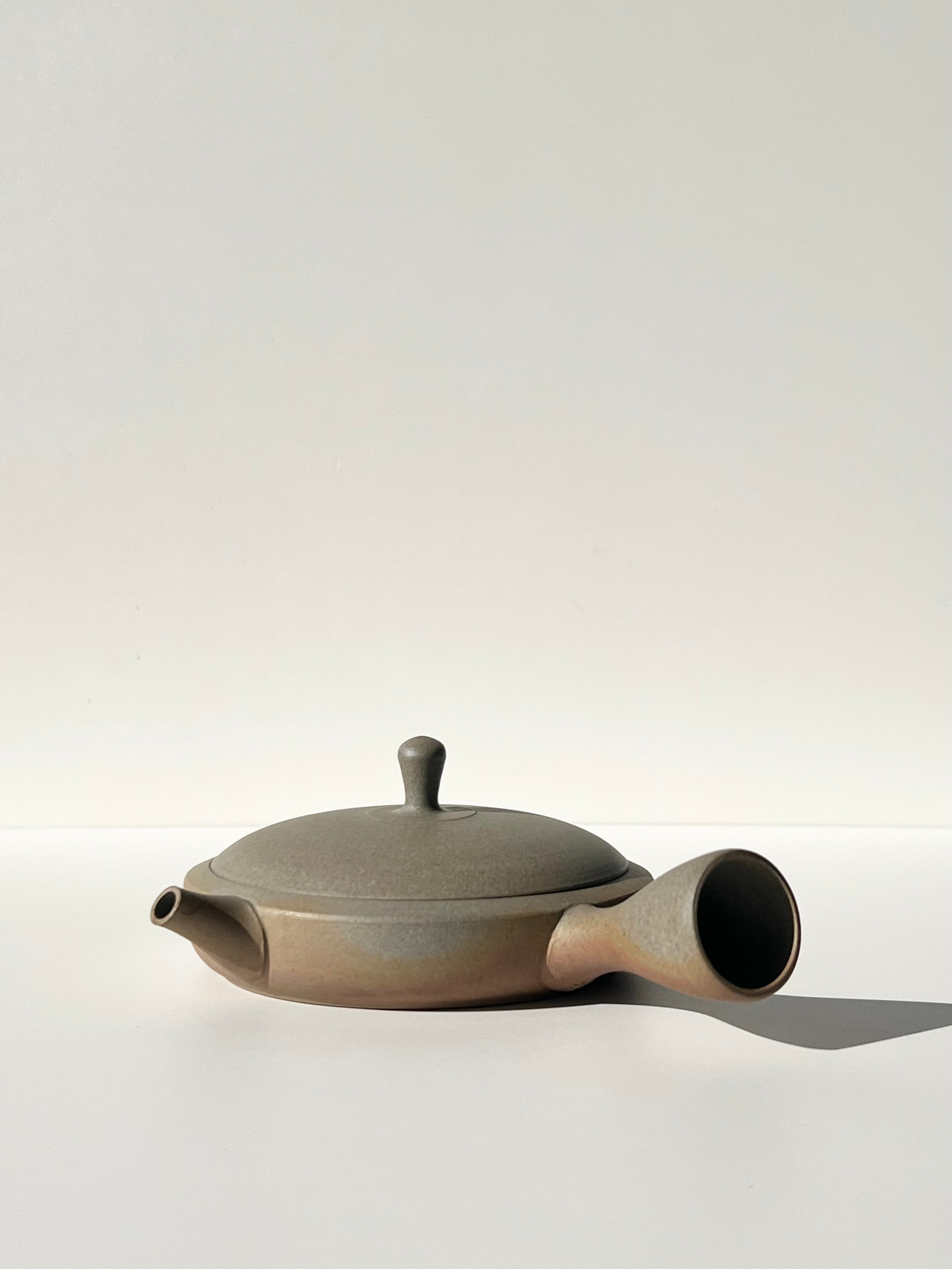 Flat Clay Tea Pot - Gyokko Yakishime Gokuhira Kyusu