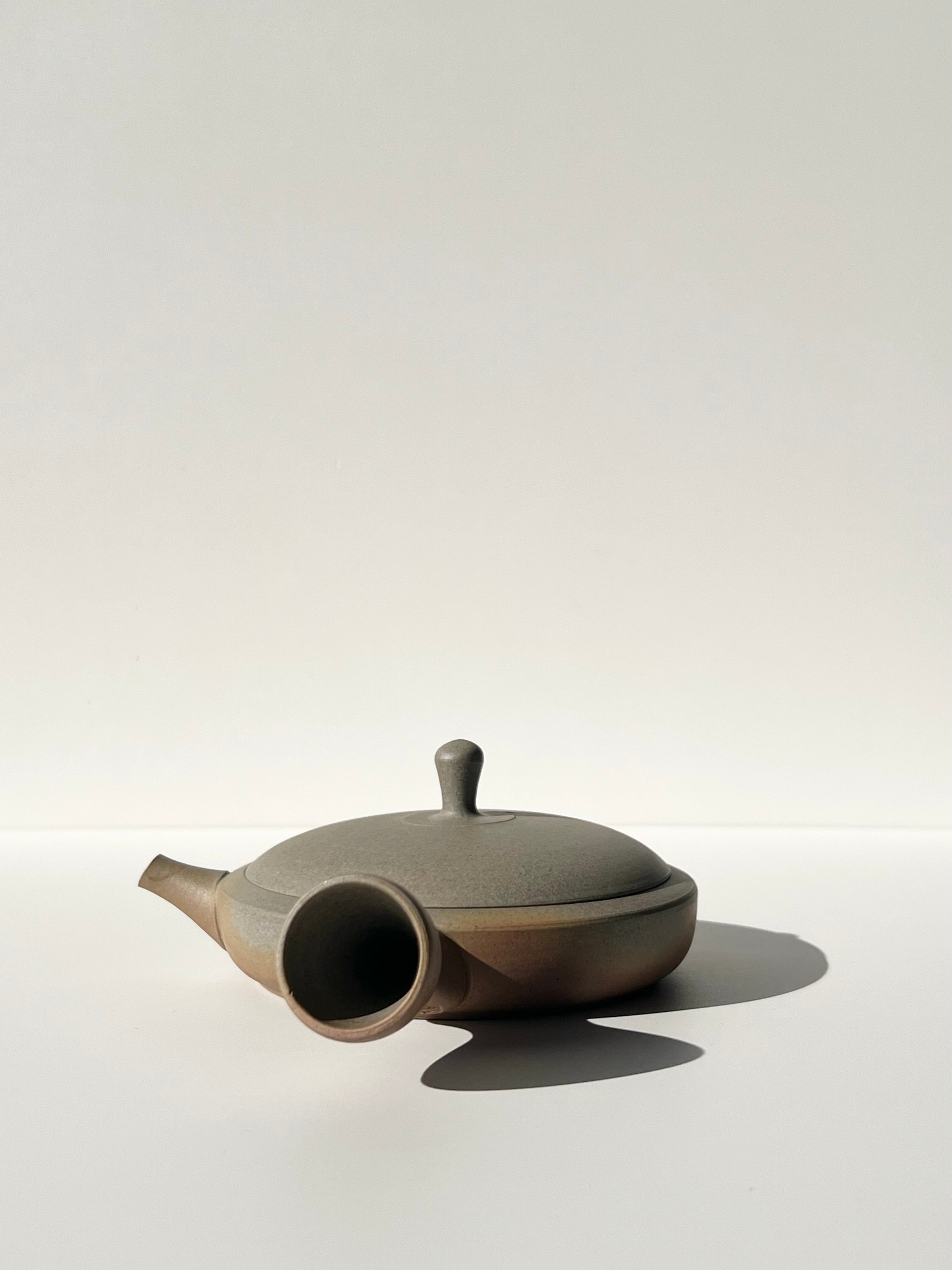 Flat Clay Tea Pot - Gyokko Yakishime Gokuhira Kyusu