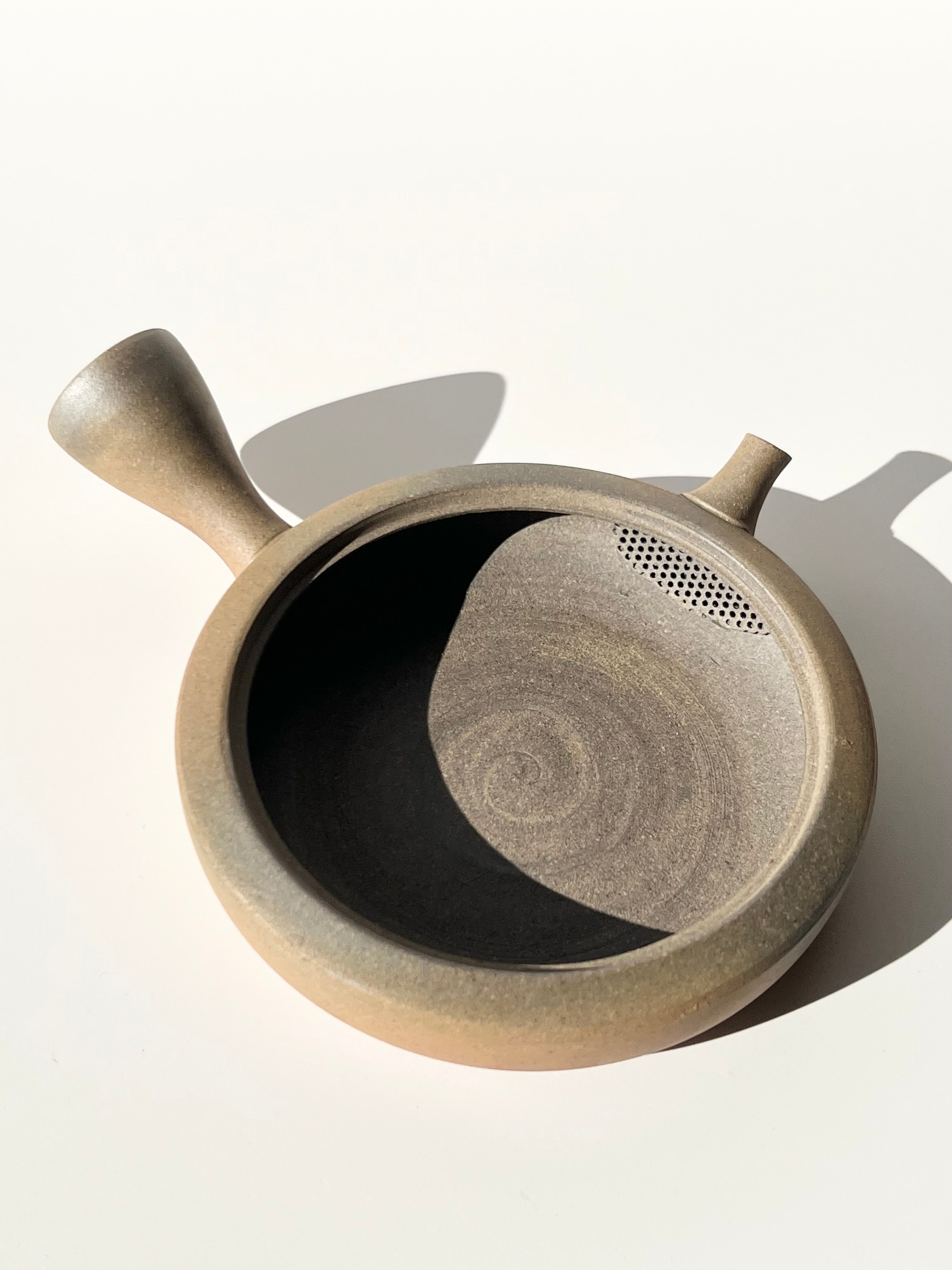 Flat Clay Tea Pot - Gyokko Yakishime Gokuhira Kyusu