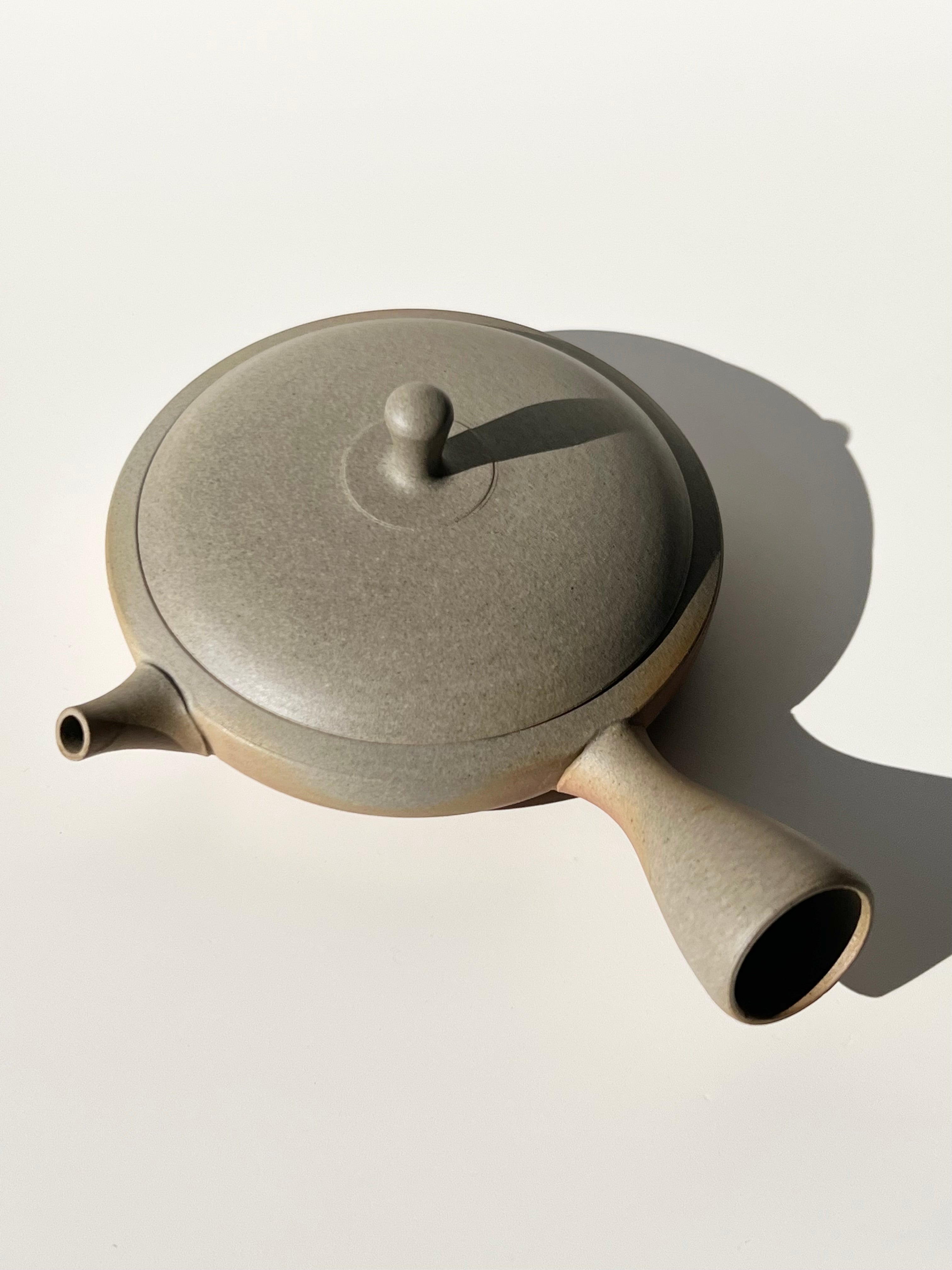 Flat Clay Tea Pot - Gyokko Yakishime Gokuhira Kyusu
